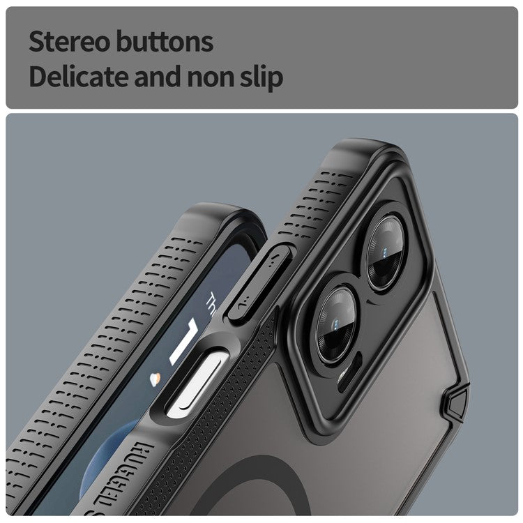 For Motorola Moto G35 5G Magnetic Case Compatible with MagSafe TPU + PC Phone Back Cover - Black