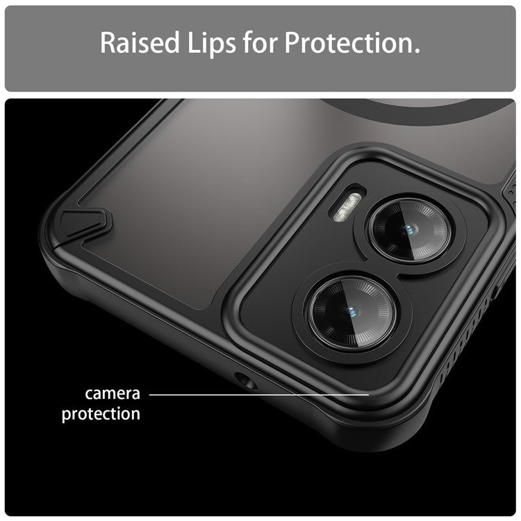 For Motorola Moto G35 5G Magnetic Case Compatible with MagSafe TPU + PC Phone Back Cover - Black