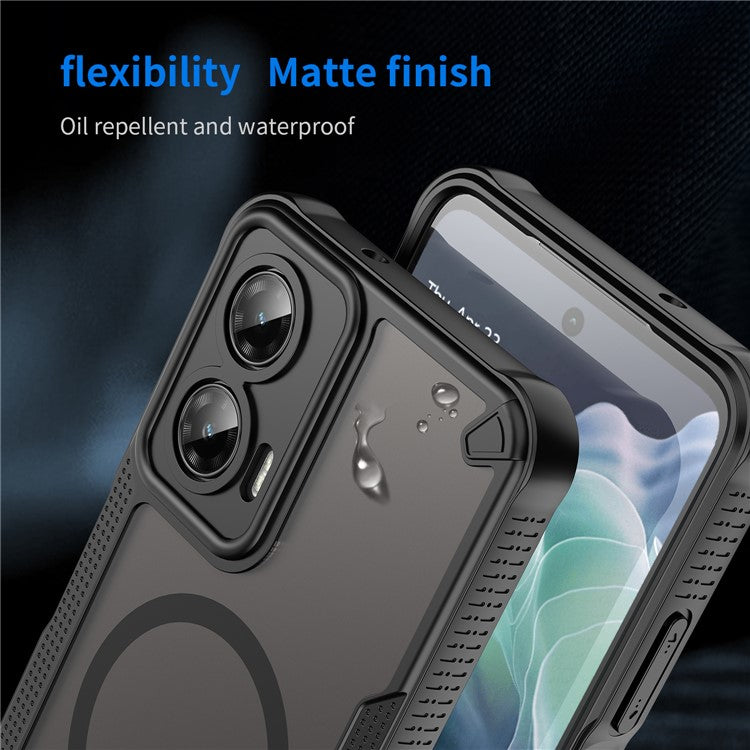 For Motorola Moto G35 5G Magnetic Case Compatible with MagSafe TPU + PC Phone Back Cover - Black