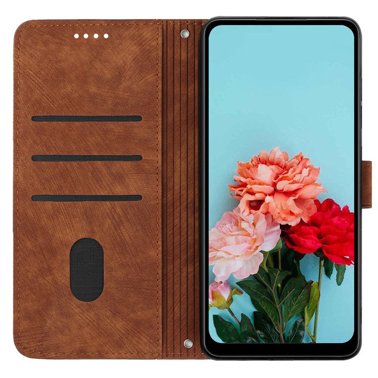 Wallet Case for Motorola Edge 60 Fusion 5G / Edge (2025) 5G Imprinted Lines Leather Phone Cover with Stand - Brown