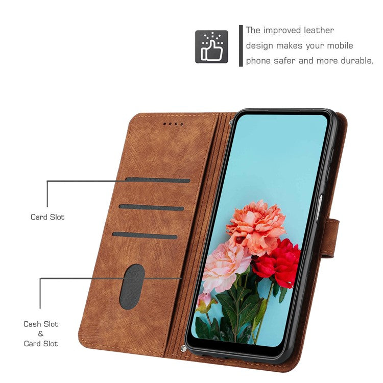 Wallet Case for Motorola Edge 60 Fusion 5G / Edge (2025) 5G Imprinted Lines Leather Phone Cover with Stand - Brown