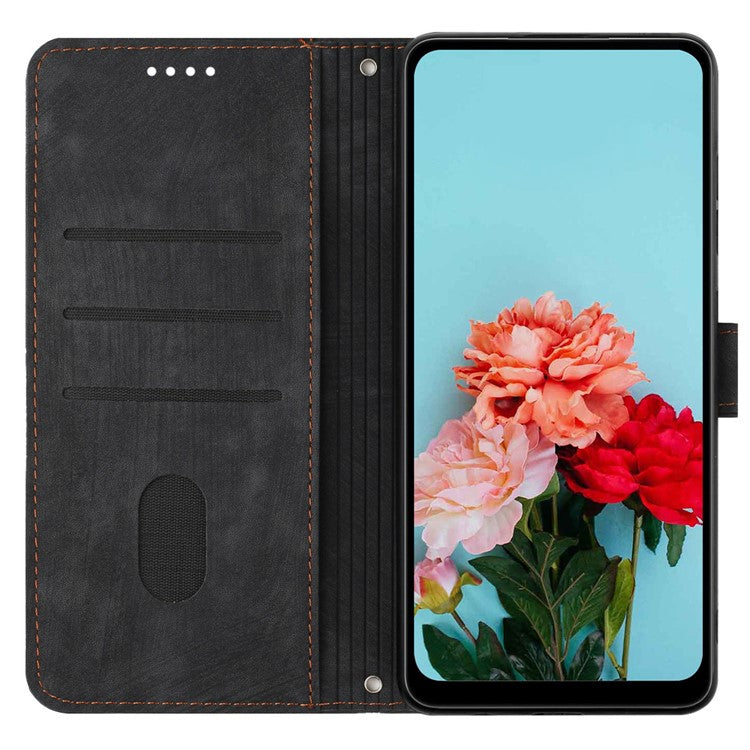 Wallet Case for Motorola Edge 60 Fusion 5G / Edge (2025) 5G Imprinted Lines Leather Phone Cover with Stand - Black