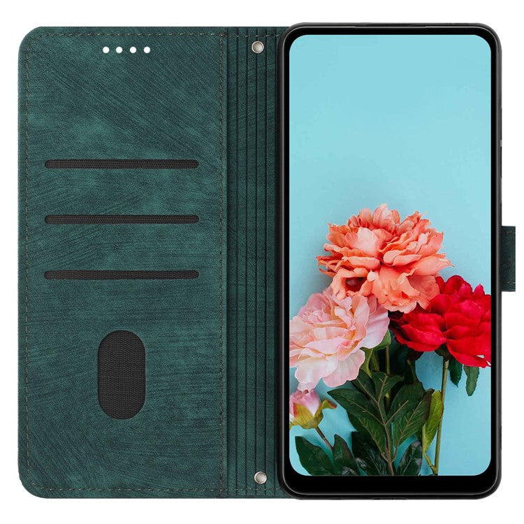 Wallet Case for Motorola Edge 60 Fusion 5G / Edge (2025) 5G Imprinted Lines Leather Phone Cover with Stand - Green