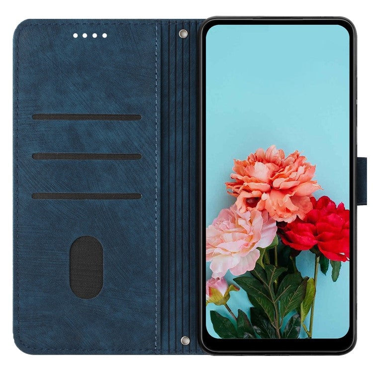 Wallet Case for Motorola Edge 60 Fusion 5G / Edge (2025) 5G Imprinted Lines Leather Phone Cover with Stand - Sapphire