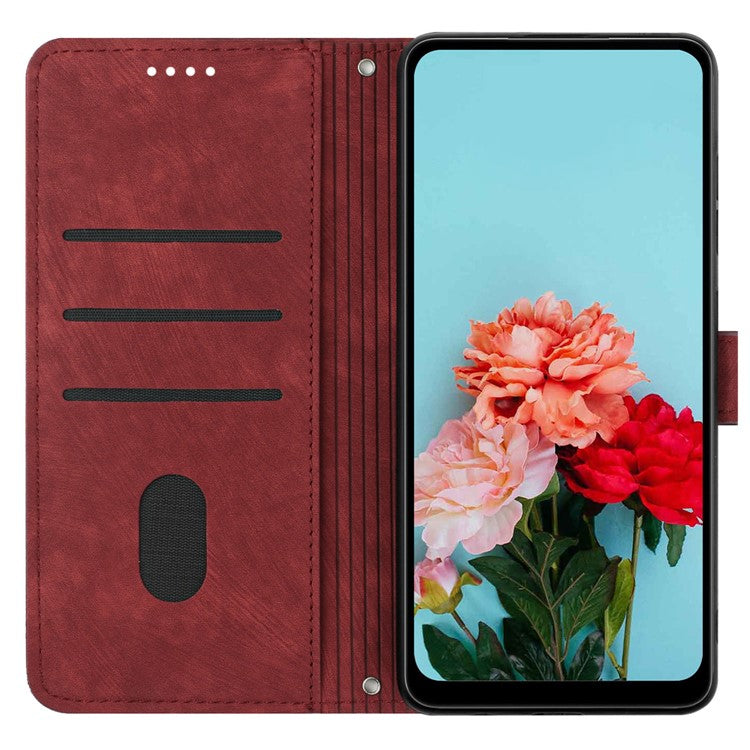 Wallet Case for Motorola Edge 60 Fusion 5G / Edge (2025) 5G Imprinted Lines Leather Phone Cover with Stand - Red