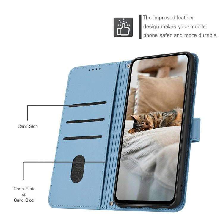 Wallet Case for Motorola Edge 60 Fusion 5G / Edge (2025) 5G Cats Imprint Leather Phone Cover with Strap - Blue