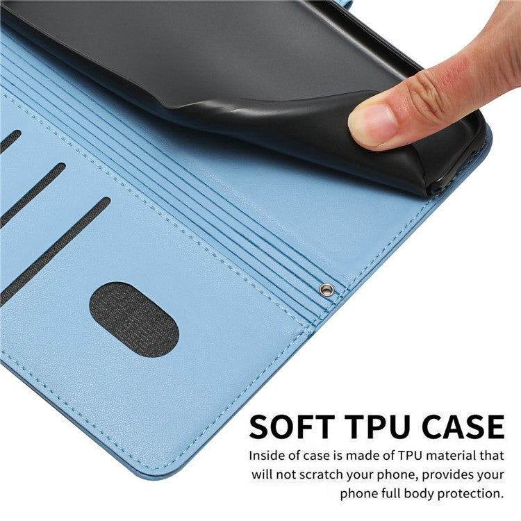 Wallet Case for Motorola Edge 60 Fusion 5G / Edge (2025) 5G Cats Imprint Leather Phone Cover with Strap - Blue