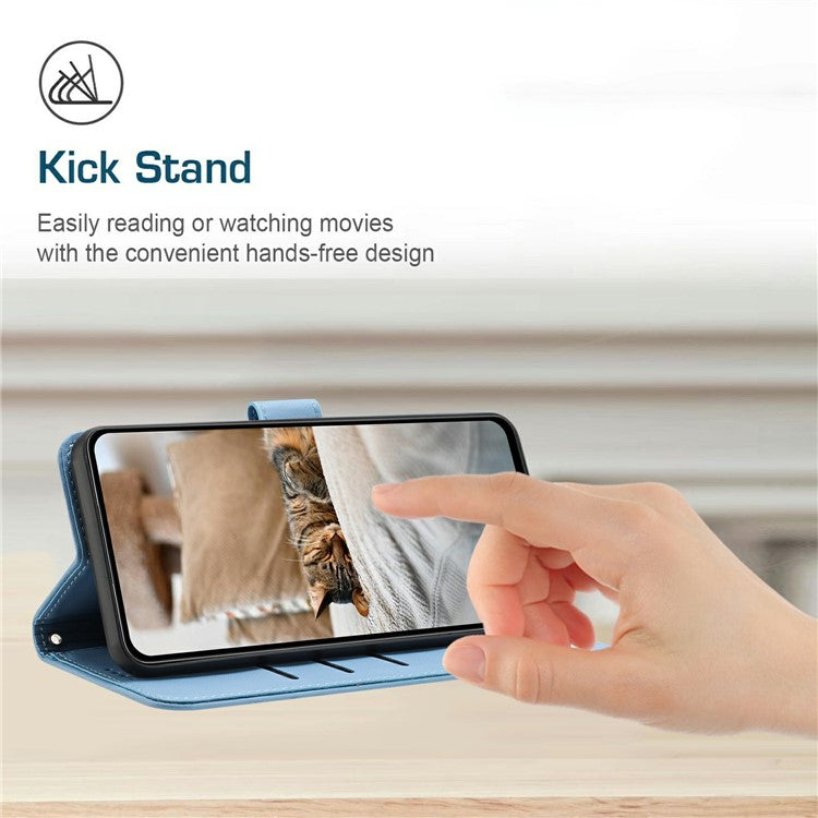 Wallet Case for Motorola Edge 60 Fusion 5G / Edge (2025) 5G Cats Imprint Leather Phone Cover with Strap - Blue