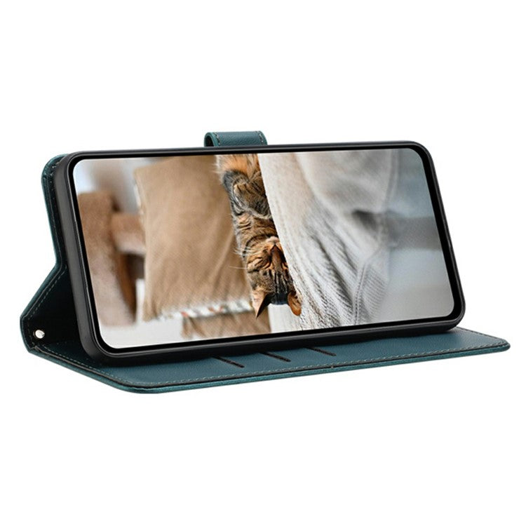 Wallet Case for Motorola Edge 60 Fusion 5G / Edge (2025) 5G Cats Imprint Leather Phone Cover with Strap - Blackish Green