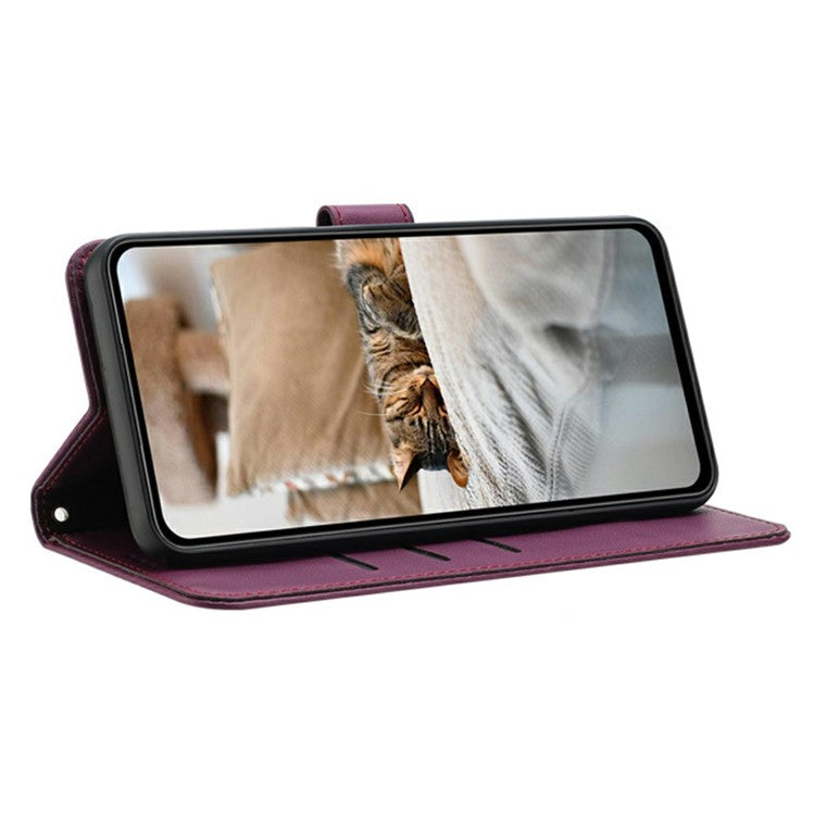 Wallet Case for Motorola Edge 60 Fusion 5G / Edge (2025) 5G Cats Imprint Leather Phone Cover with Strap - Wine Red