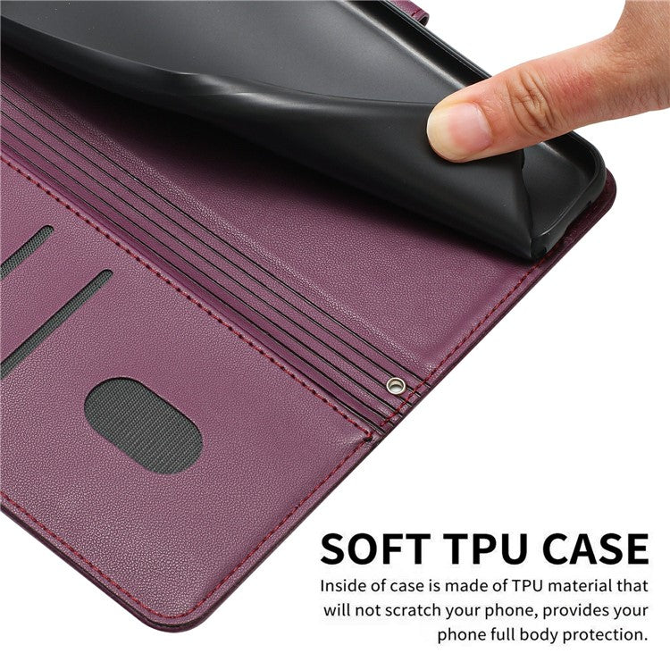 Wallet Case for Motorola Edge 60 Fusion 5G / Edge (2025) 5G Cats Imprint Leather Phone Cover with Strap - Wine Red