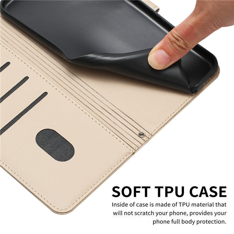 Wallet Case for Motorola Edge 60 Fusion 5G / Edge (2025) 5G Cats Imprint Leather Phone Cover with Strap - Beige