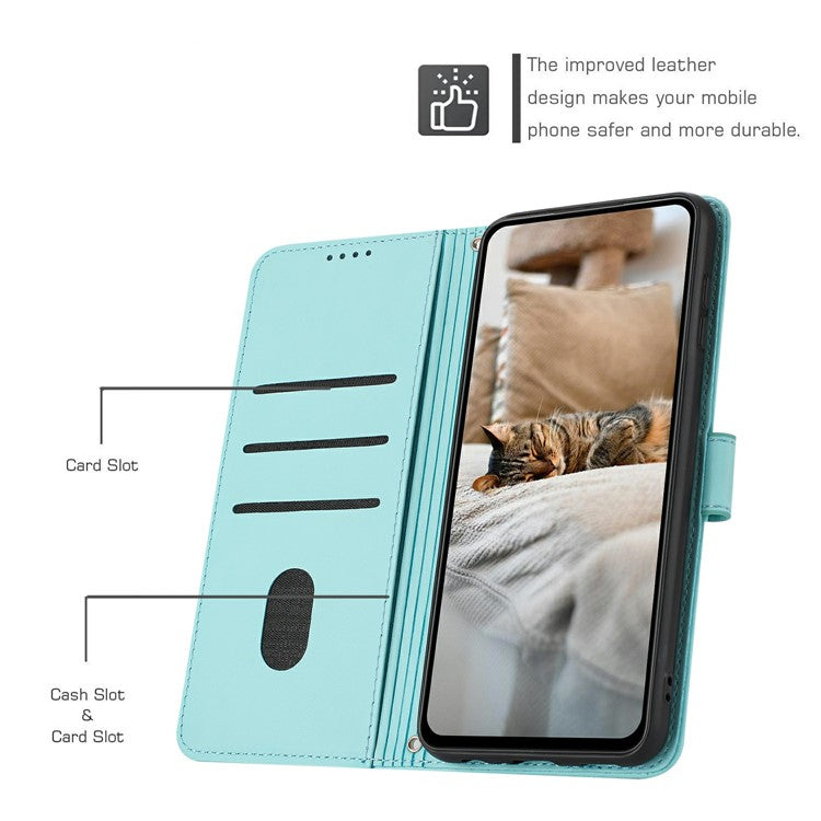 Wallet Case for Motorola Edge 60 Fusion 5G / Edge (2025) 5G Cats Imprint Leather Phone Cover with Strap - Green