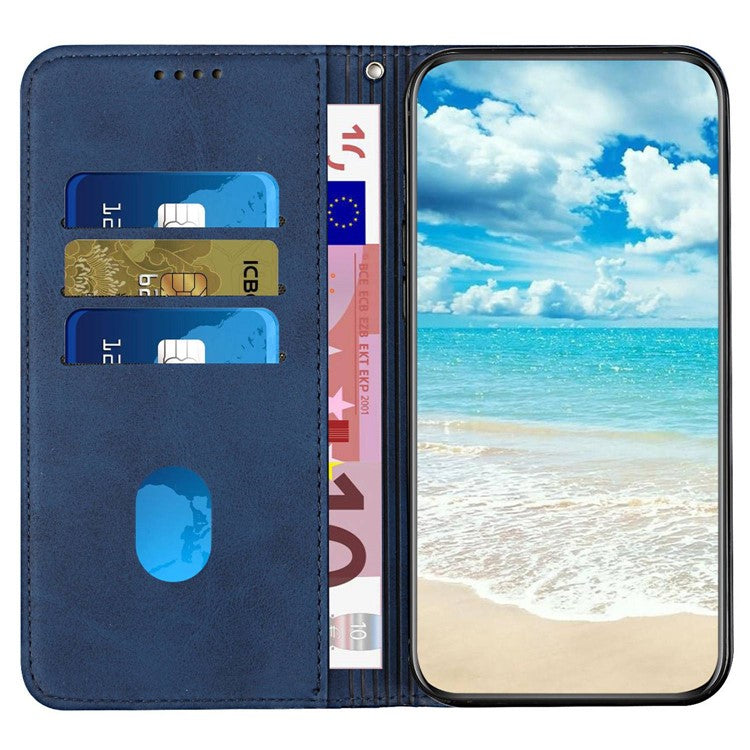 Rhombus Pattern Imprinted Phone Case for Motorola Moto G62 5G, Skin-touch PU Leather Wallet Stand Protective Cover - Sapphire