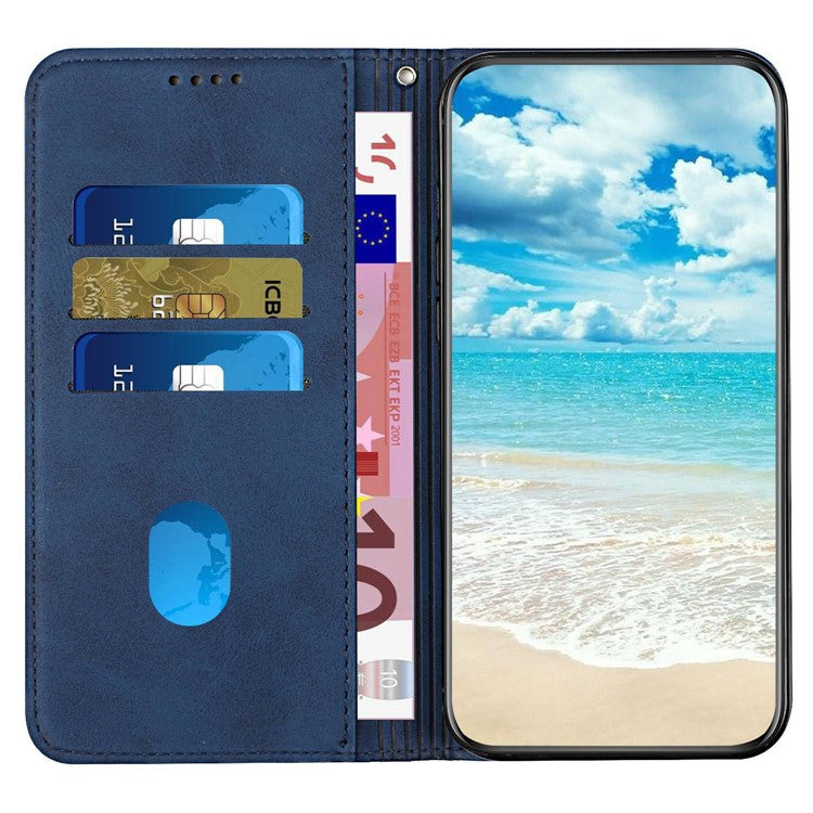 PU Leather Phone Case for Motorola Moto G42 4G, Rhombus Pattern Imprinted Skin-touch Cover Flip Stand Wallet Protective Shell - Sapphire