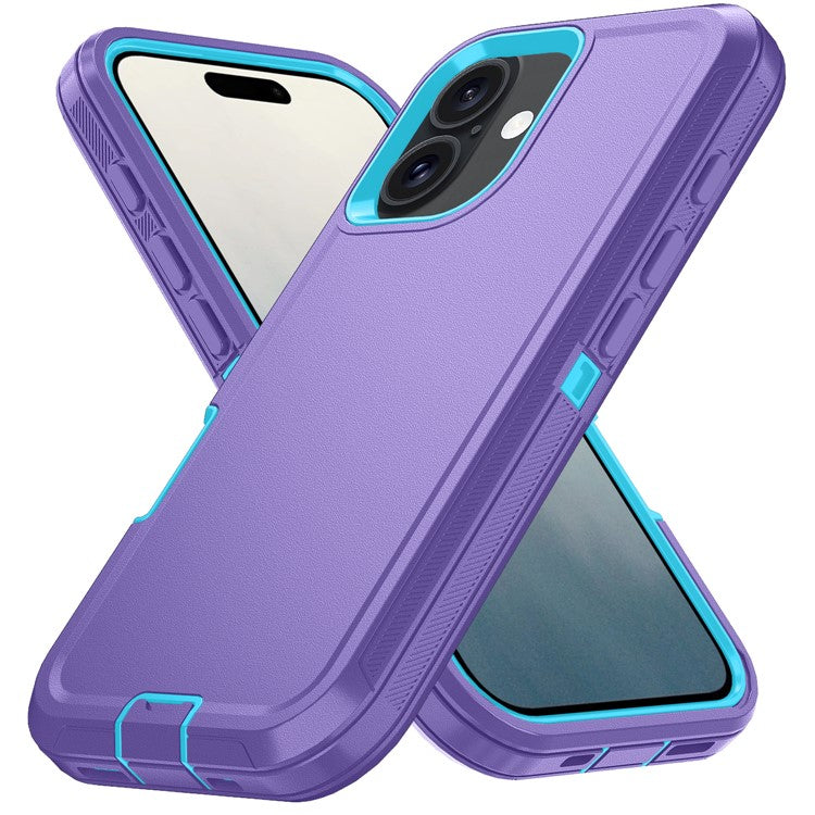 For iPhone 17 Rugged Case PC + TPU Cell Phone Cover with Back Clip Kickstand - Light Purple