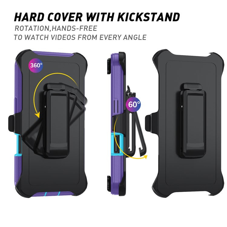 For iPhone 17 Rugged Case PC + TPU Cell Phone Cover with Back Clip Kickstand - Light Purple