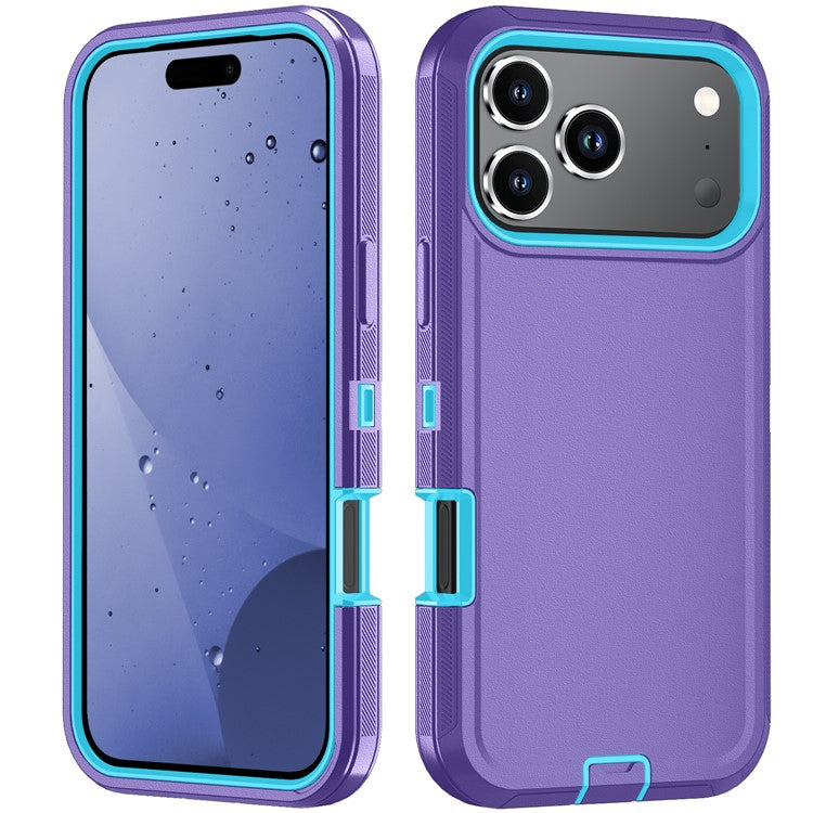 For iPhone 17 Pro Rugged Case PC + TPU Cell Phone Cover with Back Clip Kickstand - Light Purple