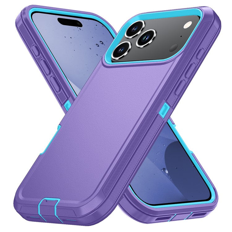 For iPhone 17 Pro Rugged Case PC + TPU Cell Phone Cover with Back Clip Kickstand - Light Purple