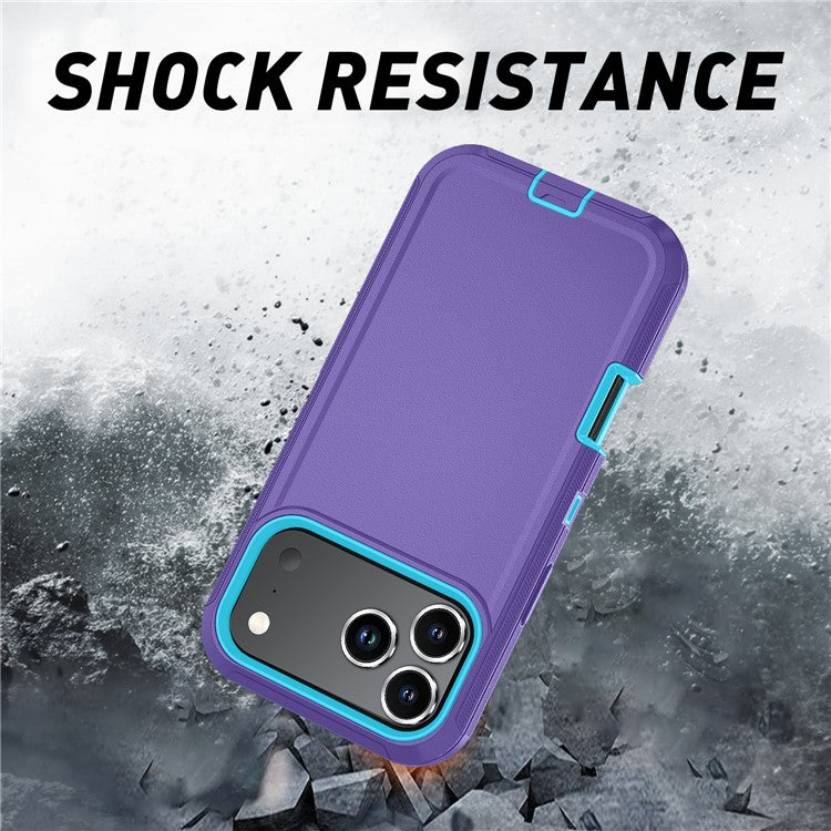 For iPhone 17 Pro Rugged Case PC + TPU Cell Phone Cover with Back Clip Kickstand - Light Purple