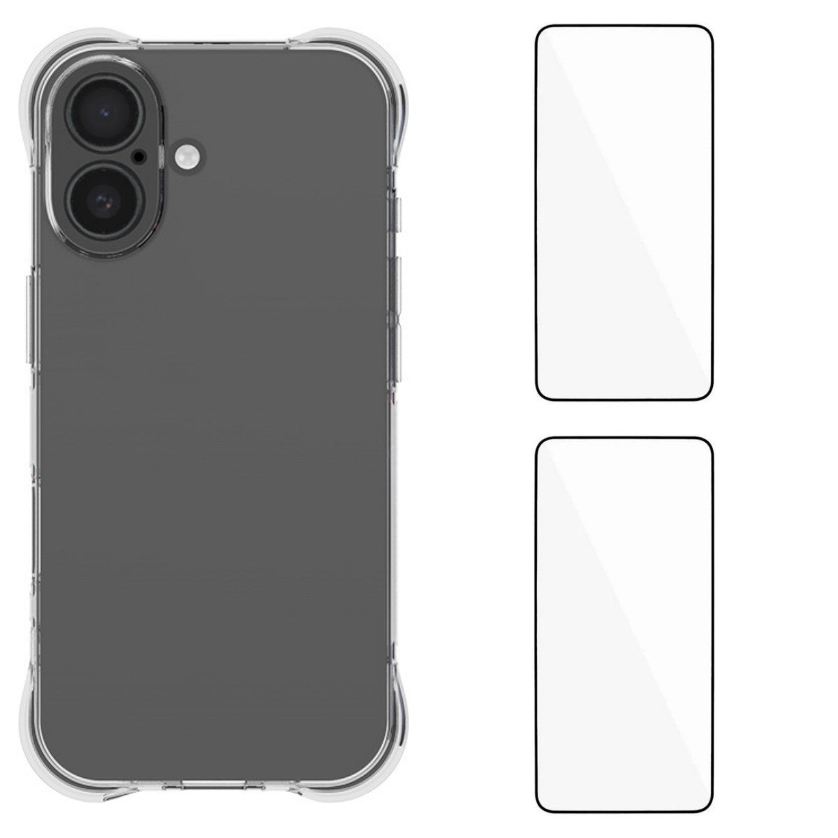 For iPhone 17 TPU Case WANLONFENG WL2 Series 2.0mm Phone Cover with 2Pcs Tempered Glass Films - Transparent
