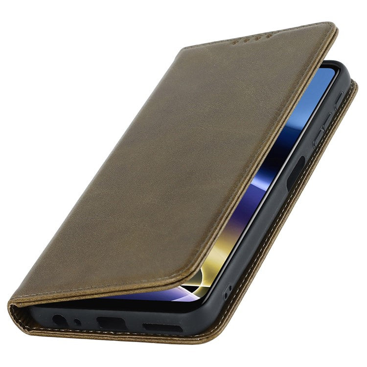PU Leather Protective Case for Motorola Moto G52j 5G, Calf Texture Magnetic Auto Closing Shell Phone Stand Wallet Cover - Dark Green
