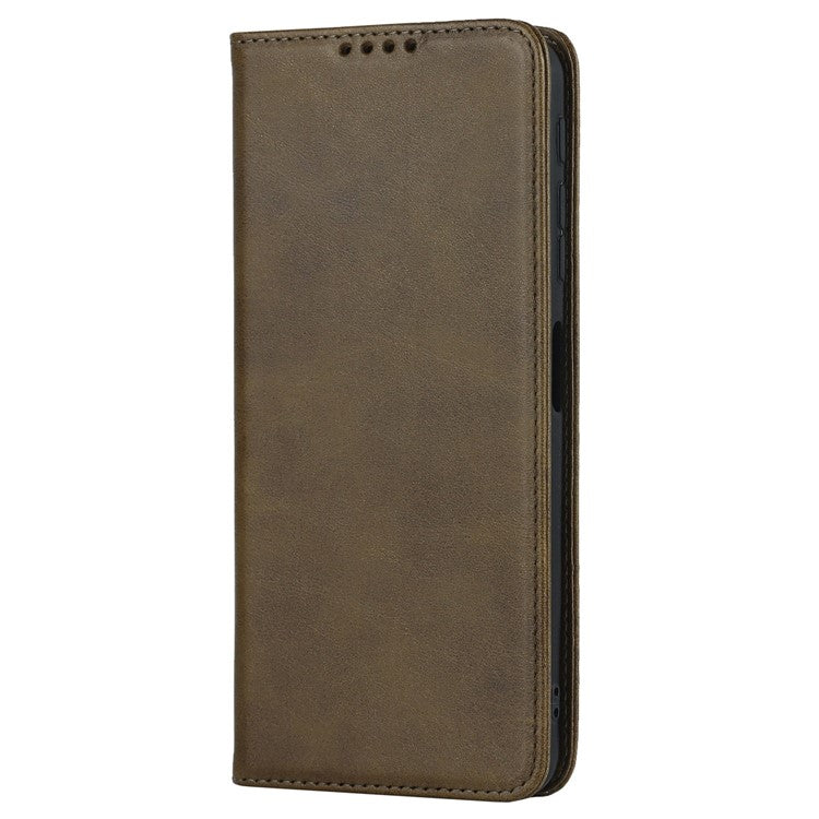 PU Leather Protective Case for Motorola Moto G52j 5G, Calf Texture Magnetic Auto Closing Shell Phone Stand Wallet Cover - Dark Green