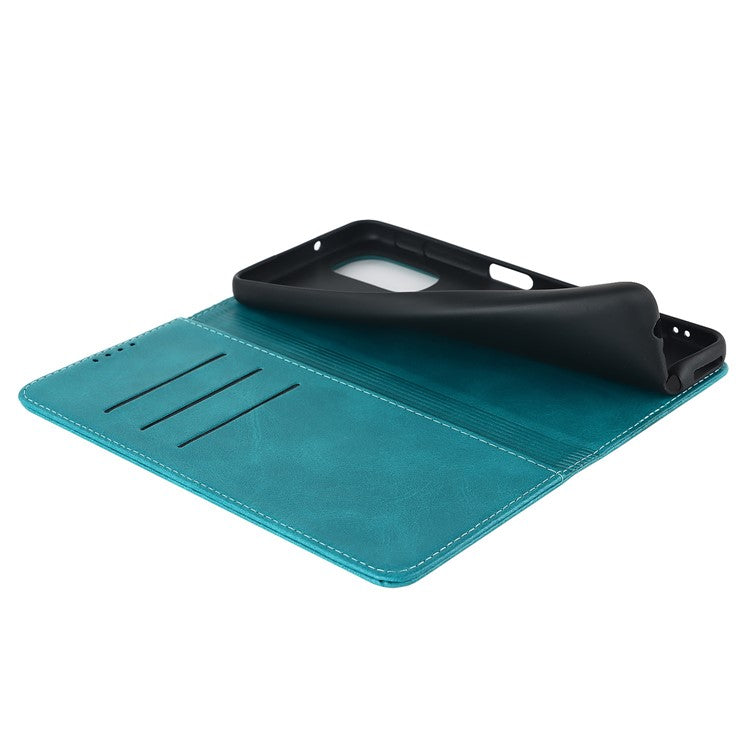 PU Leather Protective Case for Motorola Moto G52j 5G, Calf Texture Magnetic Auto Closing Shell Phone Stand Wallet Cover - Sky Blue