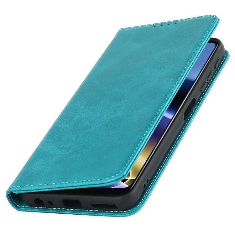 PU Leather Protective Case for Motorola Moto G52j 5G, Calf Texture Magnetic Auto Closing Shell Phone Stand Wallet Cover - Sky Blue