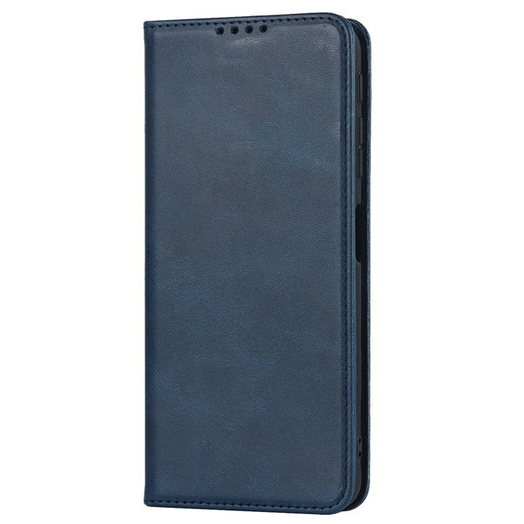 PU Leather Protective Case for Motorola Moto G52j 5G, Calf Texture Magnetic Auto Closing Shell Phone Stand Wallet Cover - Dark Blue
