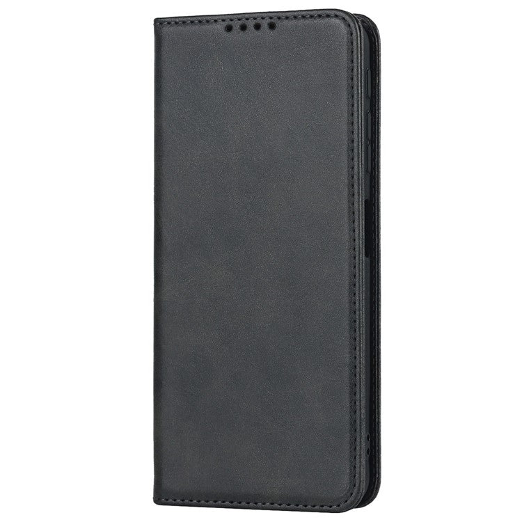 PU Leather Protective Case for Motorola Moto G52j 5G, Calf Texture Magnetic Auto Closing Shell Phone Stand Wallet Cover - Black
