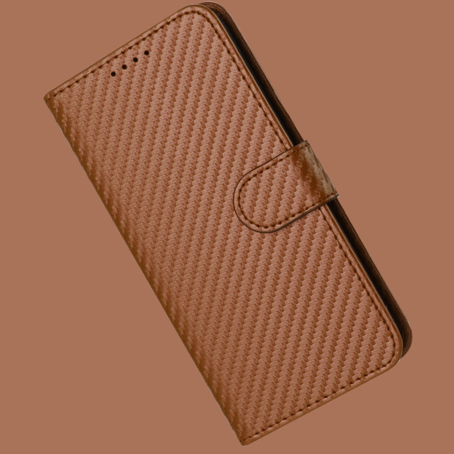 For iPhone 17 Wallet Case with Strap Carbon Fiber Texture Leather Mobile Cover - Coffee