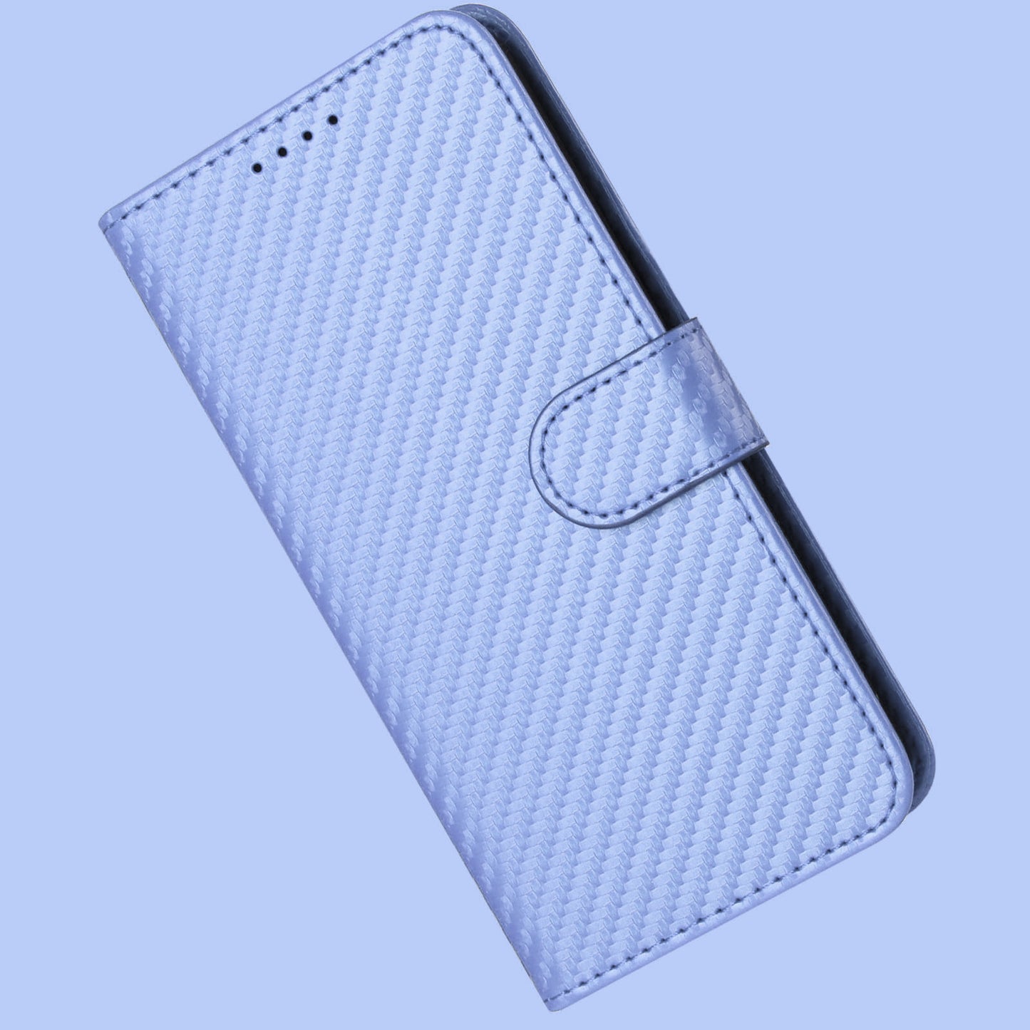 For iPhone 17 Wallet Case with Strap Carbon Fiber Texture Leather Mobile Cover - Purple
