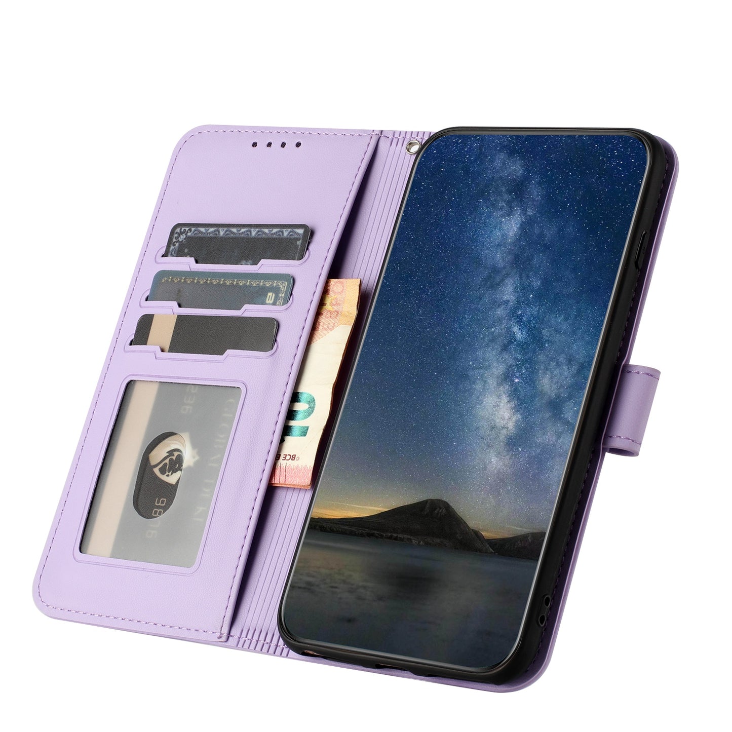 For iPhone 17 Pro Phone Cases Mandala Flower Leather Wallet Mobile Cover with Strap - Purple