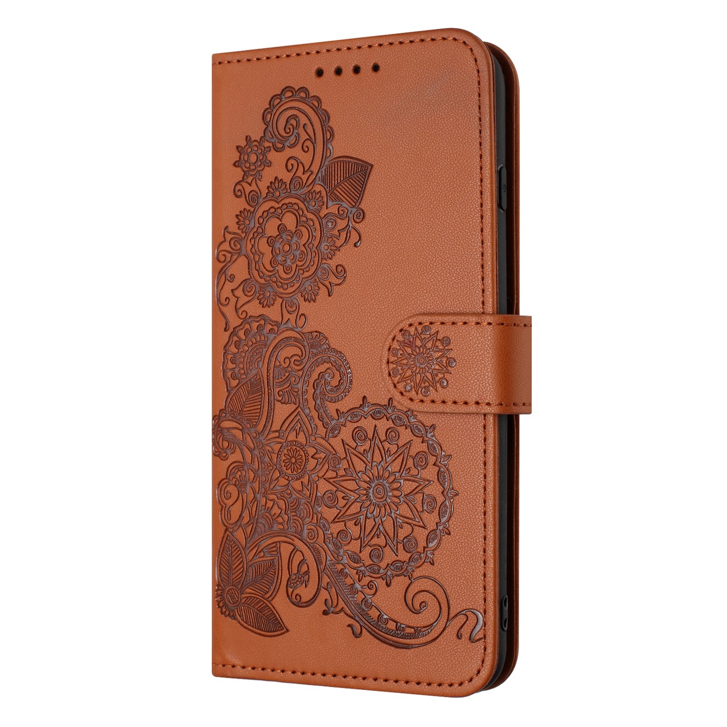 For iPhone 17 Phone Cases Mandala Flower Leather Wallet Mobile Cover with Strap - Coffee