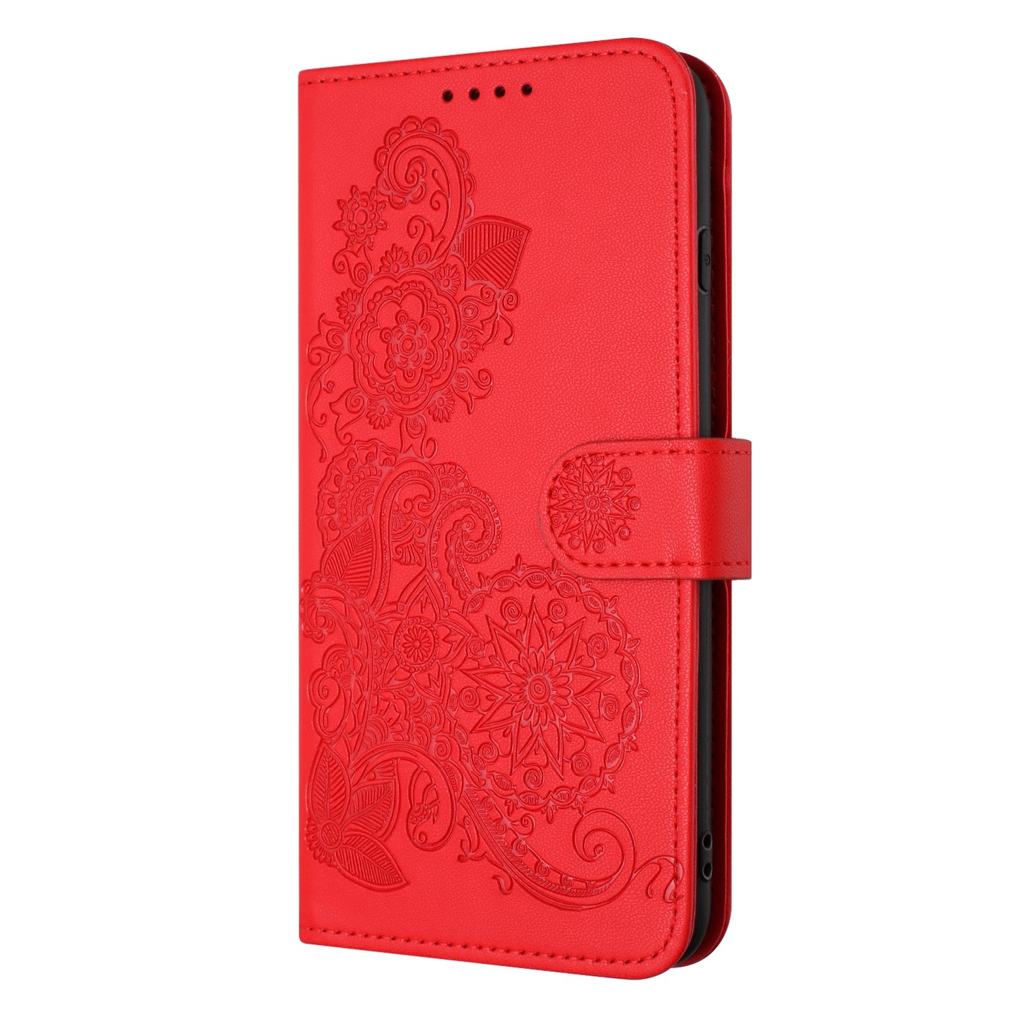 For iPhone 17 Phone Cases Mandala Flower Leather Wallet Mobile Cover with Strap - Red