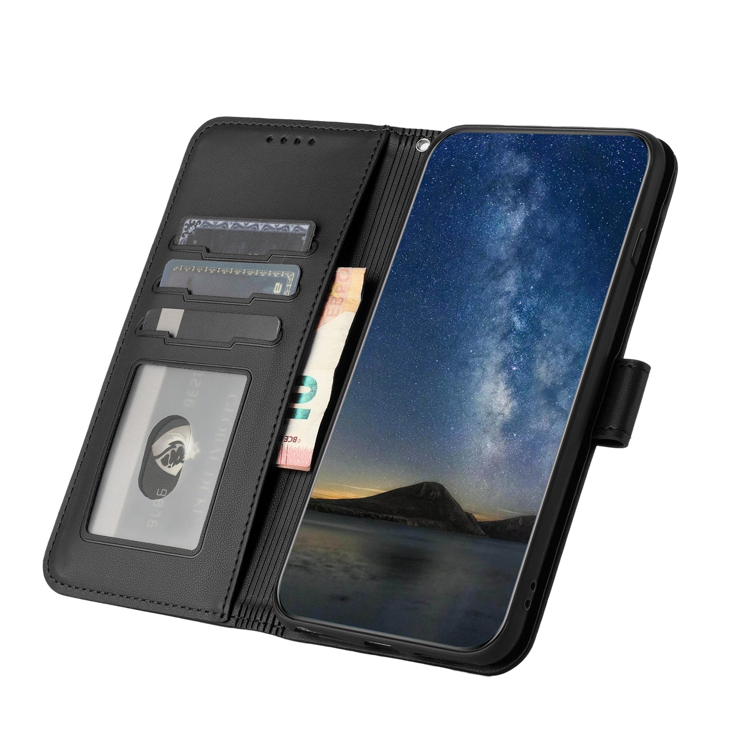 For iPhone 17 Phone Cases Mandala Flower Leather Wallet Mobile Cover with Strap - Black