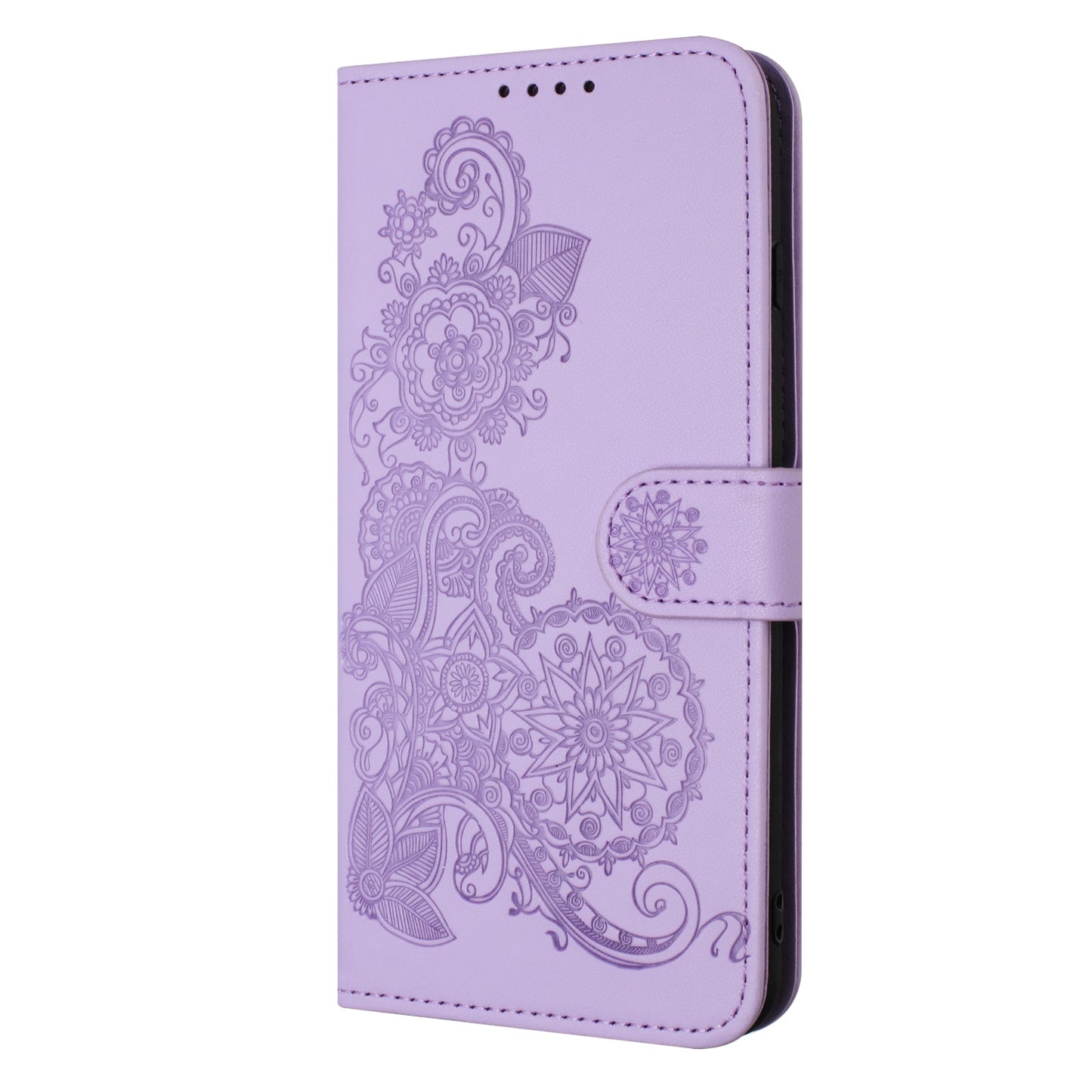For iPhone 17 Phone Cases Mandala Flower Leather Wallet Mobile Cover with Strap - Purple