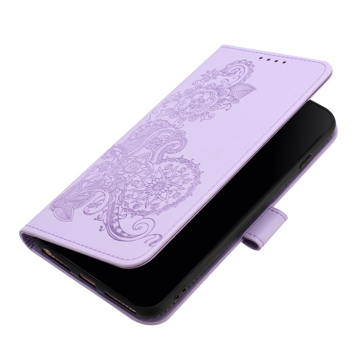 For iPhone 17 Phone Cases Mandala Flower Leather Wallet Mobile Cover with Strap - Purple