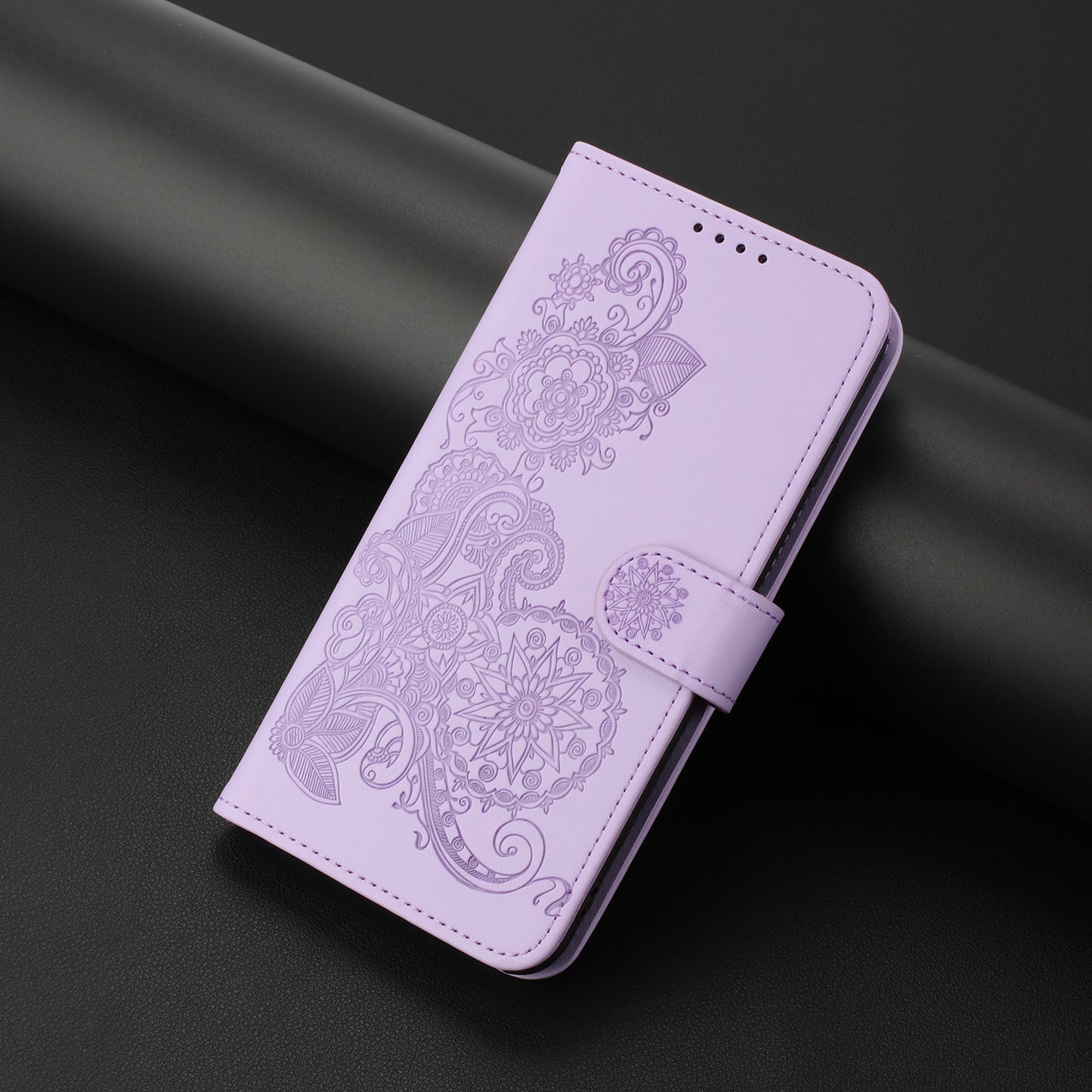 For iPhone 17 Phone Cases Mandala Flower Leather Wallet Mobile Cover with Strap - Purple