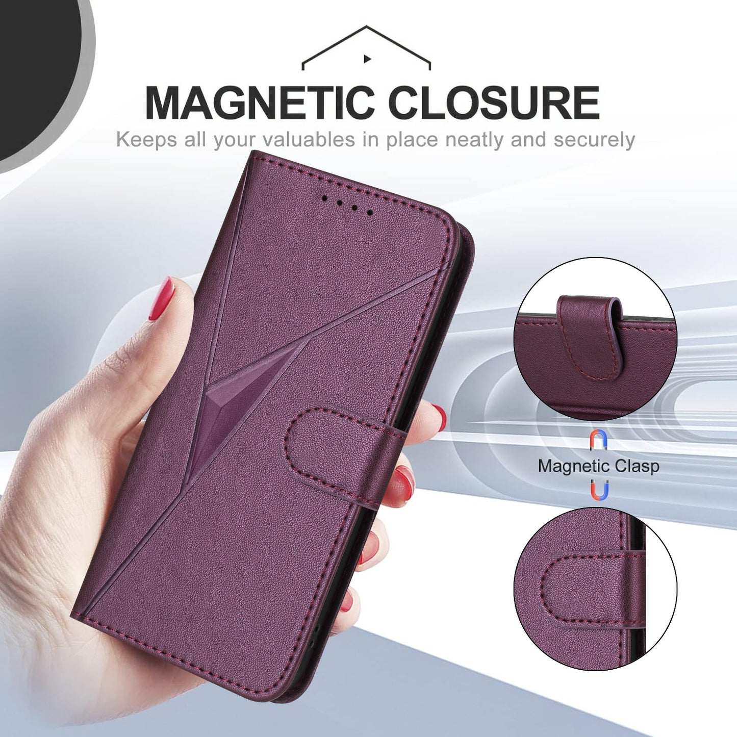 For iPhone 17 Case Triangle Imprint Leather Phone Cover with Lanyard - Dark Purple