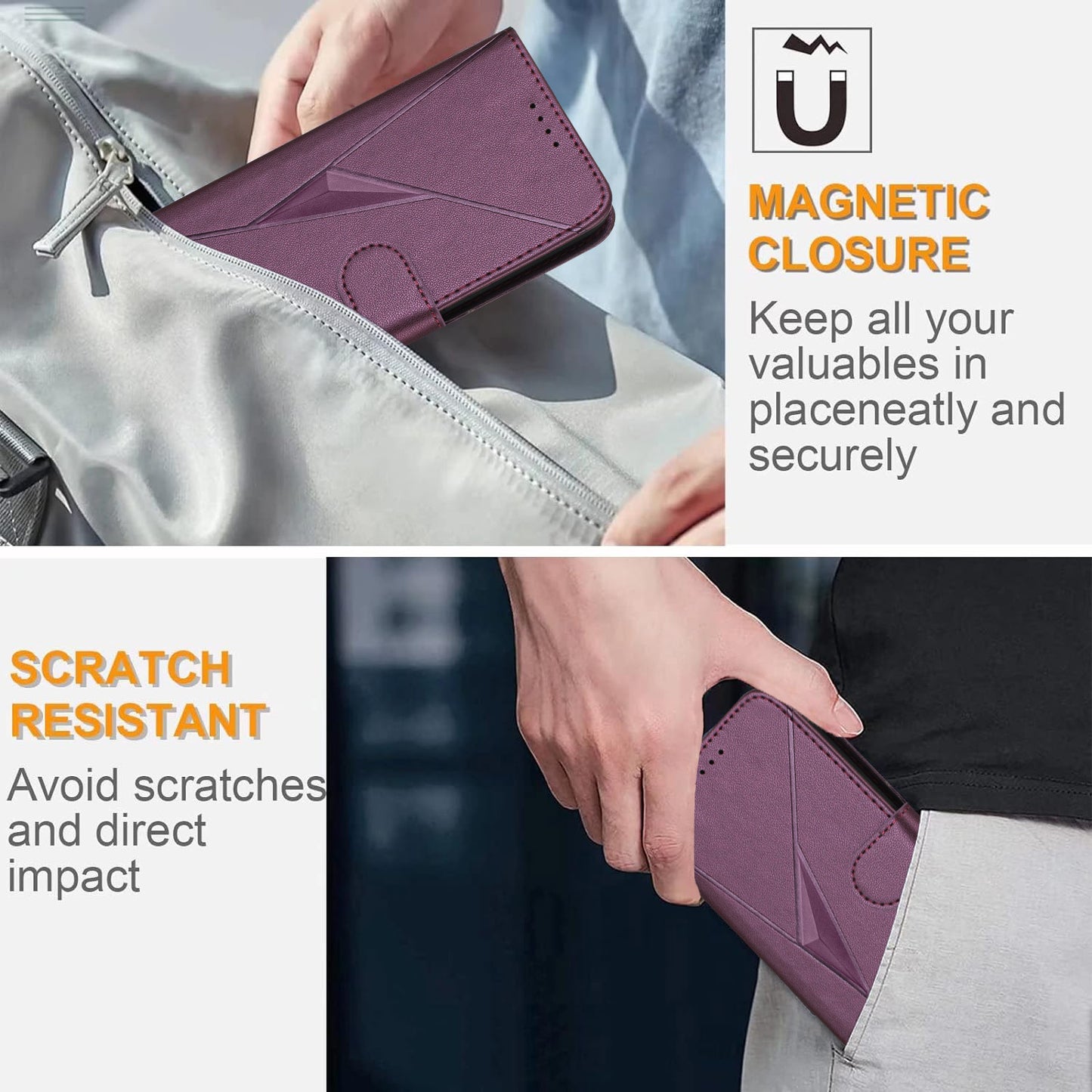 For iPhone 17 Case Triangle Imprint Leather Phone Cover with Lanyard - Dark Purple