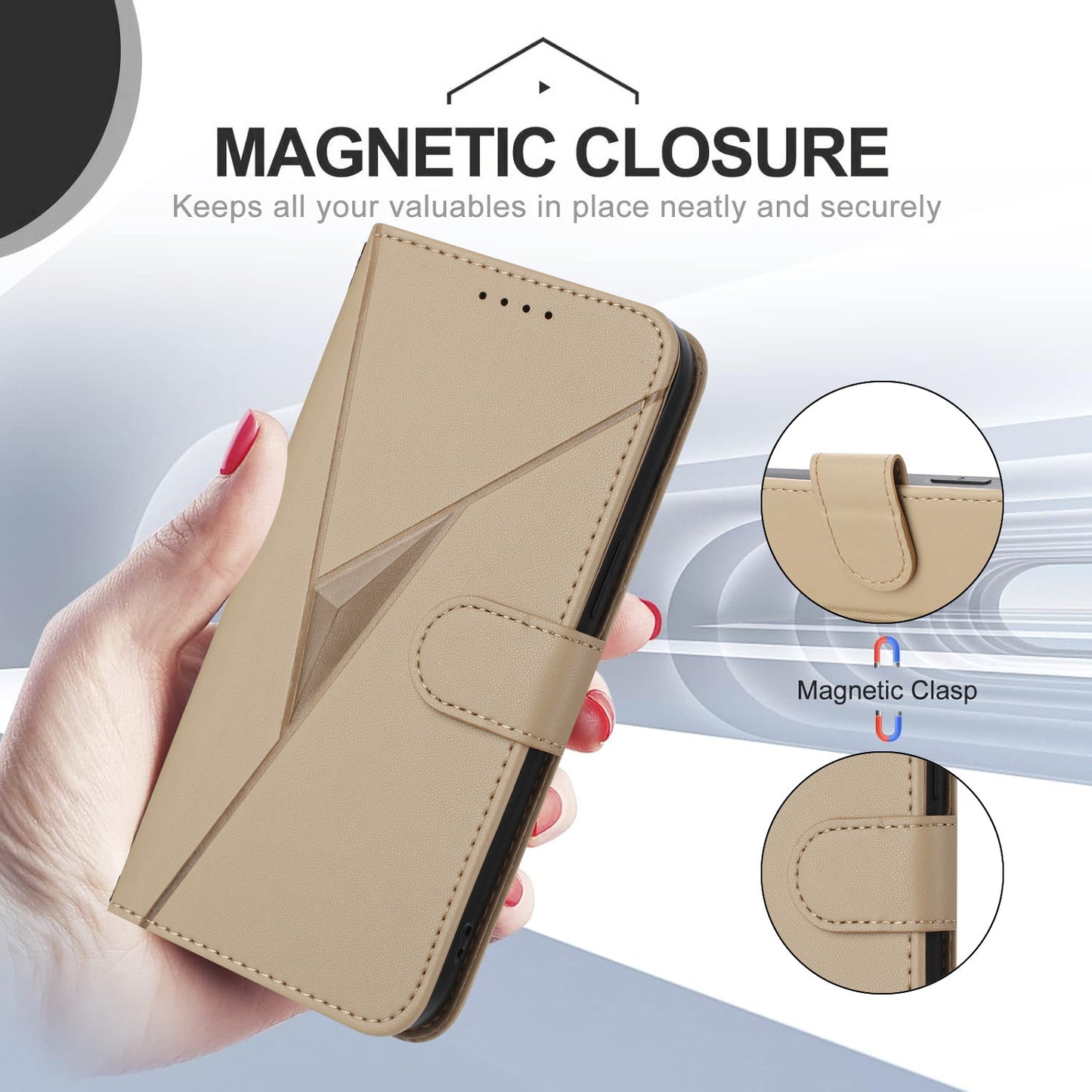 For iPhone 17 Case Triangle Imprint Leather Phone Cover with Lanyard - Golden