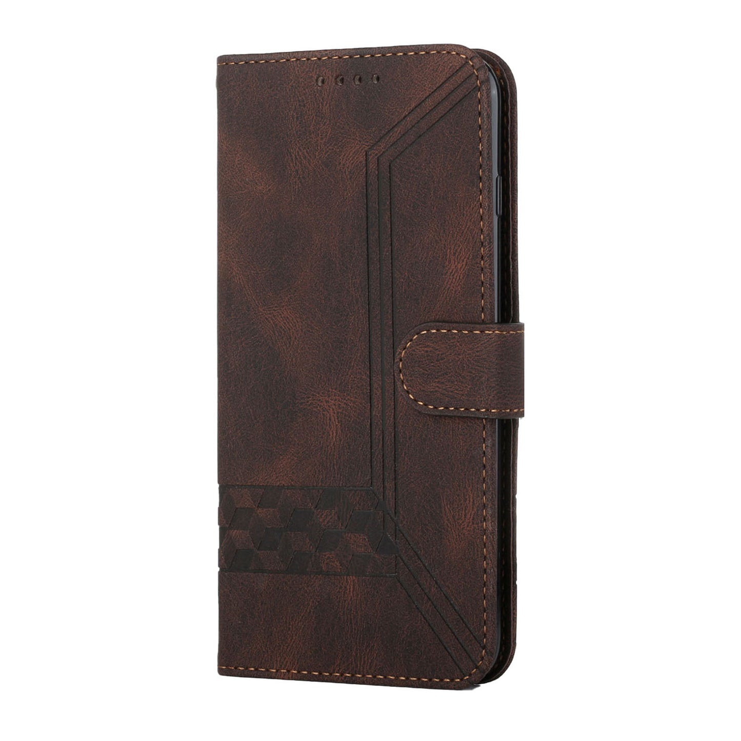 For iPhone 17 Phone Case with Strap Imprint PU Leather Wallet Stand Cover - Coffee