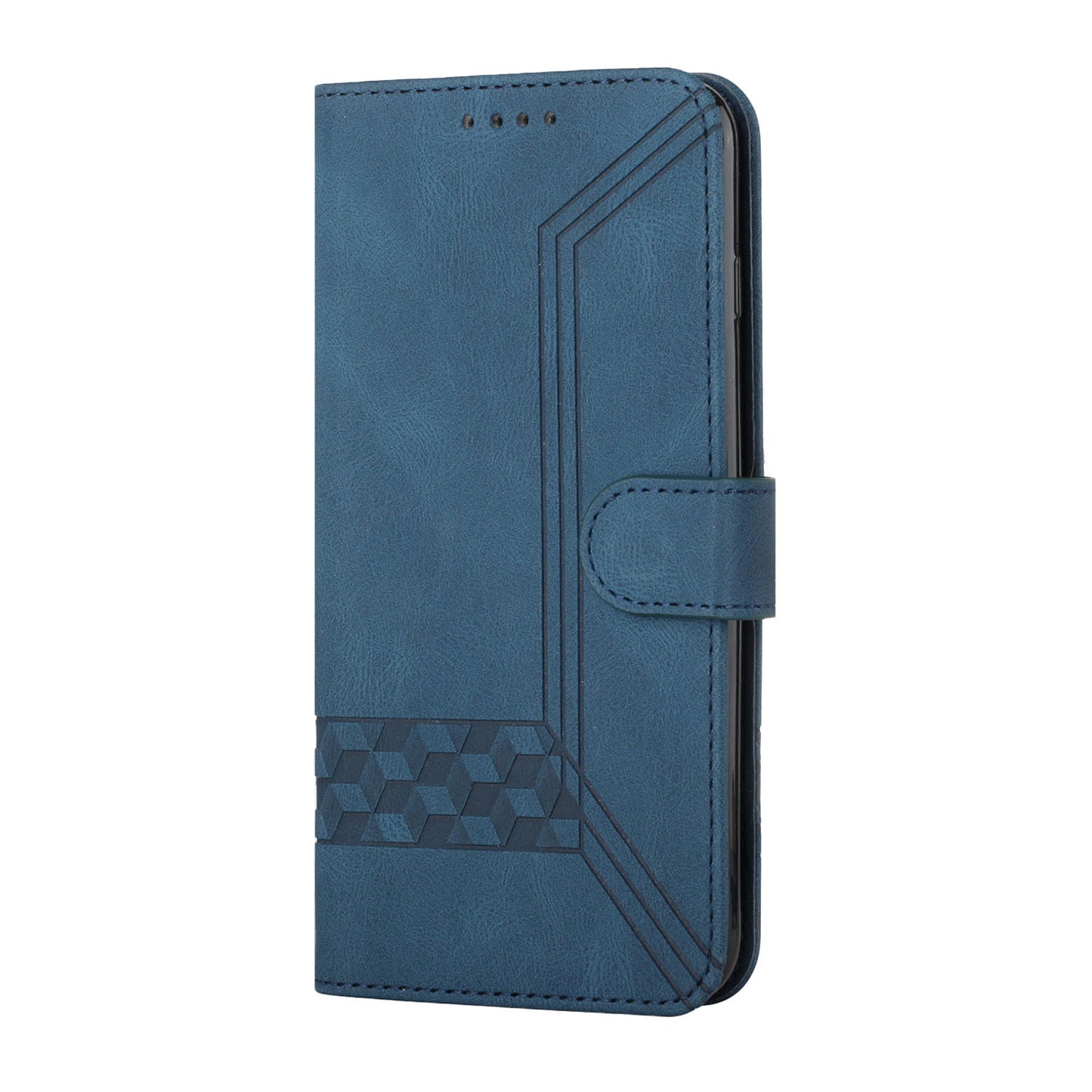 For iPhone 17 Phone Case with Strap Imprint PU Leather Wallet Stand Cover - Royal Blue