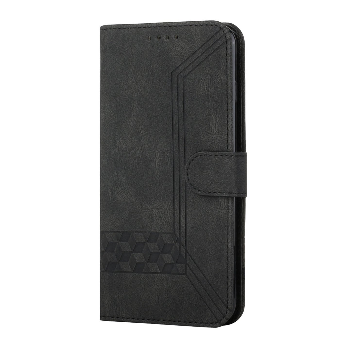 For iPhone 17 Phone Case with Strap Imprint PU Leather Wallet Stand Cover - Back