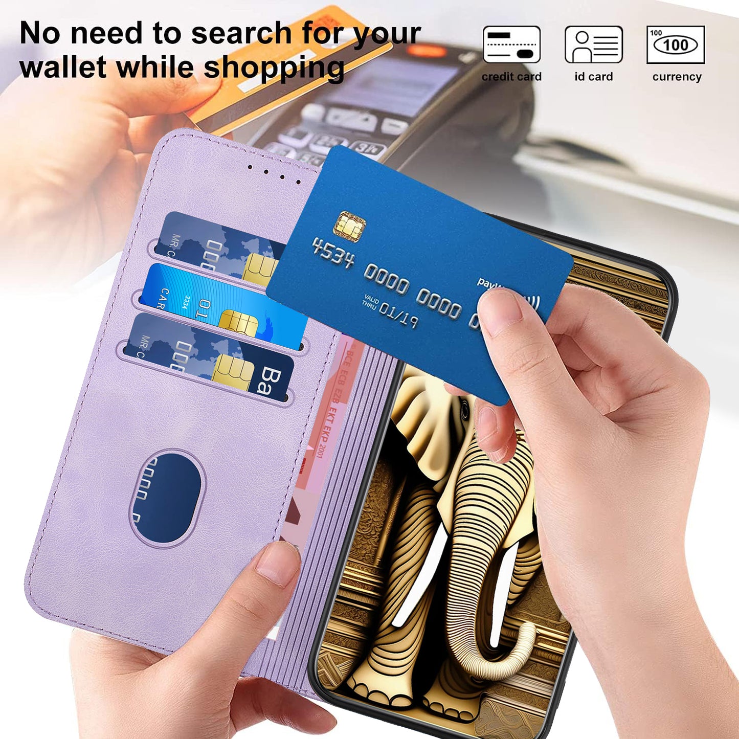 For iPhone 17 Leather Case with Wrist Strap Diamond Imprint Wallet Phone Cover - Purple