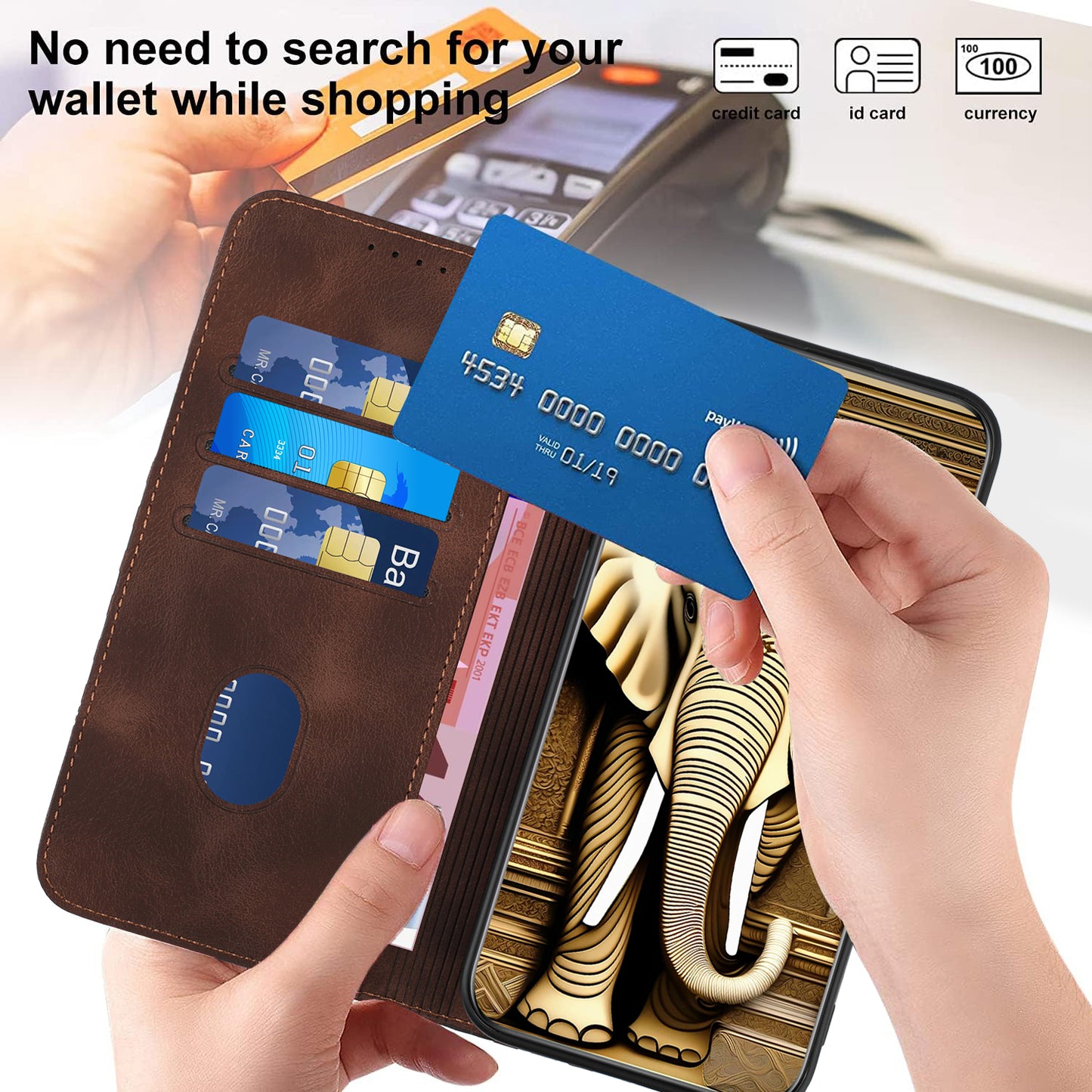 For iPhone 17 Leather Case with Wrist Strap Diamond Imprint Wallet Phone Cover - Coffee