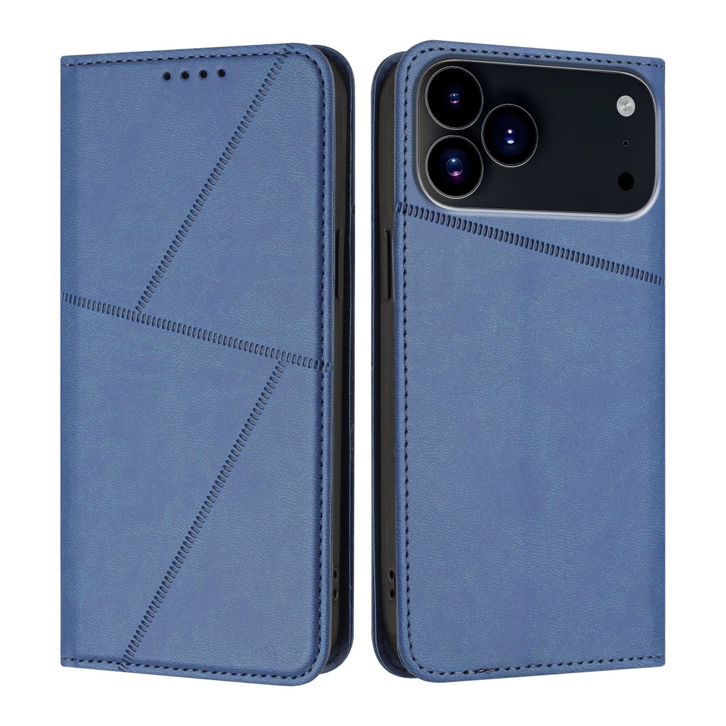 For iPhone 17 Pro Wallet Case Magnetic Closure Leather Flip Phone Cover with Stand - Royal Blue