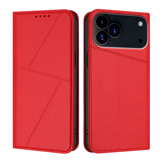 For iPhone 17 Pro Wallet Case Magnetic Closure Leather Flip Phone Cover with Stand - Red